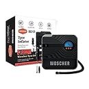 Woscher 801D Rapid Performance Portable Car & Motorbike Tyre Inflator, 12V DC Multipurpose Air Pump with Digital Display, Auto Shutoff & Built-in LED Light for Night Operations