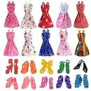 iDream Doll Accessories - 10pcs Cotton Dress & 10pair of Shoes for Doll (Multicolor)