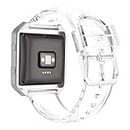 iiteeology for Fitbit Blaze Band, Frame Housing + Clear TPU Soft Accessory Small Large Band for Fitbit Blaze Fitness Watch Band Women - Band Clear + Frame Silver