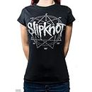 Rock Off Ladies Slipknot Logo Diamante Official Tee T-Shirt Womens Girls (Small) Black