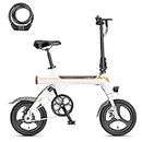 Jasion EB3 Electric Bike Adults 21mph, 500W Peak Motor, 270Wh Battery, Rear Suspension, 3 Levels Assist, 14" Folding Ebike for Adults and Teens, Complies to UL2849 (with Lock, White)