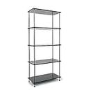 Absolute Deal 5-Tier Metal Shelf Rack - Versatile Wall & Pantry Storage, Easy No-Tool Assembly, Modern Design, Built Last – Ideal for Any Room, 139cm x 60cm x 30cm (Black)