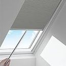 Manual Pattern Cellular Shades Cordless Honeycomb Blinds Full Blackout Fabric Window Shades for Skylight (Light Grey)