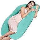 MY ARMOR Full Body U Shaped Pregnancy Pillow for Pregnant Women, Maternity Pillows Gift for Pregnancy Sleeping, 3 Months Warranty, Premium Velvet Cover with Zip (Aqua Green)
