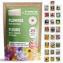 25 Packs Sachets Flowers Varieties Heirloom Seeds Packets Seeds 25 Planting Labels 100% Non-GMO. Produced in USA. Sachets de graines potagères