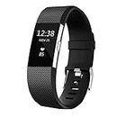Replacement Bands for Fitbit Charge 2, Silicone Adjustable Classic Bands for Fitbit Charge 2,Women Men (Black, Large)