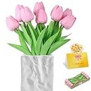 ZhaoJum 10pcs Pink Tulips Artificial Flowers, Fake Tulips for Mother's Day, Real Touch 14" PU Faux Tulips for Easter Decor Valentine’s Day Gifts in Spring Home Table Kitchen Wedding Decoration