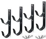 MENG ZHI AO 4 Pcs Set Wide Pool Pole Hangers Heavy Duty Black Aluminium Holder Hooks W/Screws Perfect Hook Holders For Swimming Pool,Telescopic Poles,Skimmers,Nets Brushes,Vacuum Hose,Garden