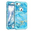 Rancase for iPhone 8 Case,iPhone 7 Case,Three Layer Heavy Duty Shockproof Protection Hard Plastic Bumper +Soft Silicone Rubber Protective Case for Apple iPhone 8/7,Blue Marble