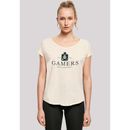 T-Shirt F4NT4STIC "Retro Gaming Gamers Self Isolating" Gr. L, beige (whitesand) Damen Shirts Jersey