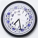 Art wooden wall clock living room Chinese unique designer wall clock room mute home decoration-P Resin frame_12 Inches