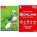 Carte Nintendo eShop 25 EUR + Nintendo Switch Online - Abonnement 3 Mois | Code de téléchargement (EU) | Switch/3DS/Wii-U