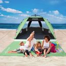 Easy Pop Up Beach Tent UPF 50+ Sun Shelter Portable Blue Tent for 4-6 Person