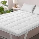 linenovation Cotton 800 GSM Microfiber Mattress Padding/Topper for Comfortable Sleep Feel- White-Queen Size bed-60 inch x 75 inch