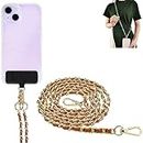 WISKA Cell Phone Lanyard Crossbody Hanging Chain Mobile Holder Sling Around Neck to Carry iPhone & Smartphone with Detachable Crossbody Shoulder Neck Strap for Girls Braided Gold Chain (Burnt Orange)