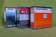 3 VCR Videokassetten alt 70er Jahre bespielt Retro