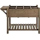 Yaheetech 49x22x32in 8 Pockets Horticulture Raised Garden Bed Elevated Wood Planter Box Stand with Foldable Side Table and Storage Shelf for Herb/Vegetables/Flowers