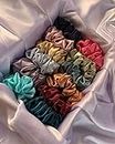 MR.SHOPPERS Classic Satin Silk Scrunchies For Women And Girls Set Of 12 Scrunchie for Less Hair fall Hairbands Rubber Band Scrunchies For Girls Best Gift For Mom, Sister And Girlfriend (MULTI COLOR)