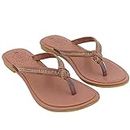 LEGS GO Brown Stylish Diamond Design Straps flats for women and girls, Casual and Ethnic Wear(size - 10)