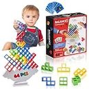 64 Pcs Tetra Tower Balance Stacking Blocks Game, Board Games for 2 Players+ Tetra Tower Family Games, Parties, Travel, Kids & Adults Team Building Blocks Toy Fidget Toy