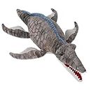 Jouet en peluche dinosaure Mosasaurus - Coussin en peluche doux gris - Cadeau pour tous les âges et occasions (g-0109)
