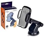 Bulfyss Universal Telescopic Car Mount Mobile Phone Holder Stand for Dashboard Windshield - All Smartphones [360 Degree Rotating] [Elongated Neck] [Strong Suction] - Black