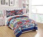 Mk Home Full Size Comforter Set for Boys Heroes on Call Firetruck Police Car Ambulance Red Blue White New