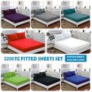 2200TC Ultra Soft Fitted Sheet Set Single/KS/Double/Queen/King/SK Bed (No Flat)