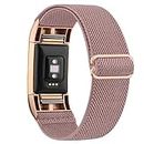 Wanme Bracelet Compatible avec Fitbit Charge 2 Femmes Hommes, Bracelet en Nylon pour Fitbit Charge 2 Fitness Wristband (Rose)