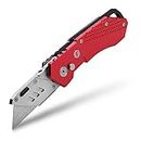 FC Folding Pocket Utility Knife - Heavy Duty Box Cutter with Holster, Quick Change Blades, Lock-Back Design, and Lightweight Aluminum Body