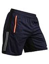 NEVER LOSE Men's Outdoor Quick Dry Lightweight Sports Shorts Zipper Pockets (l, Navy)