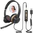 Mpow HC6 Headset mit Mikrofon 3,5mm & USB Anschluss für Skype Webinar Callcenter