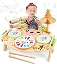 Subtail Kids Drum Kit - Musical Toys for 3 4 Year Old Boys And Girls - Musical Instruments Baby Toys 36+ Months - Wooden Toys Baby Drum Set - Toddler Toys 3St Birthday Gifts for Boys Girls