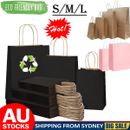 Kraft Paper Bags Gift Shopping Carry Craft Brown Black Retail Bag with Handles