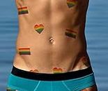 Inkdaze Pride Rainbow Set Temporary Tattoo - Flag & Heart Small Tattoos - LGBTQ Tattoo Accessories - 28 Pieces
