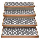 White 0.25 x 9 W in Stair Treads - Red Barrel Studio® Tempest Moroccan Trellis Lattice Stair Tread Polyester | 0.25 H x 9 W in | Wayfair
