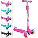 BELEEV Scooters for Kids 3 Wheel Kick Scooter for Toddlers Girls & Boys, 3 Adjustable Height, with PU LED Light Up Wheels for Children from 3 to 12 Years Old