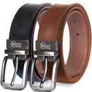 West clever Men's Reversible Belt Genuine Leather Belt Men 35mm, Black and Brown