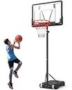 Basketball Hoop Portable Indoor Outdoor: 5ft-7ft Adjustable System with 33" Shatterproof Backboard and Stand Wheels for Kids Teenagers Youth Junior(Black)