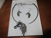 Equestrian themed necklace & earings set