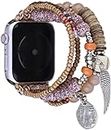 Zitel Beaded Bracelet Compatible with Apple Watch 49mm/45mm/44mm/42mm Band Handmade Fashion Elastic Stretch Beads Strap for Women Girls iWatch Series 9 | 8 | 7 | 6 | 5 | 4 | 3 | 2 | 1 | (Amber)