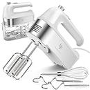 Hand Mixer Electric, 450W Kitchen Mixers with Scale Cup Storage Case, Turbo Boost/Self-Control Speed + 5 Speed + Eject Button + 5 Stainless Steel Accessories, For Easy Whipping Dough,Cream