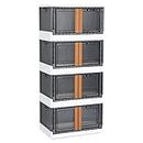 HAIXIN Storage Cabinet - Kitchen Organizer, 380L Plastic Storage Bins with Lids, Collapsible Outdoor Storage Box, Office Organization, Stackable Bookshelf, Makeup Storage, Cube Storage (4 Pack)