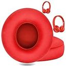 QOQOON Professional Headphone Replacement Ear Pads for Beats Solo 2 & 3 Wireless ON-Ear Headphones | Does NOT Fit Beats Studio, Enhanced Foam, Luxurious PU Leather Premium Ear Pads Cushions (Red)