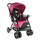 LuvLap Galaxy Baby Stroller, Pram For Baby With 5 Point Safety Harness, Spacious Cushioned Seat With Multi Level Seat Recline, Easy Fold, Lightweight Baby Stroller For 0 To 3 Years (Pink & Black)