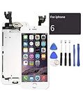 passionTR White LCD Screen Replacement for iPhone 6 4.7 Inch with Camera Home Button Ear Speaker Proximity Sensor Full Complete Assembly Digitizer Display with Repair Tool kit