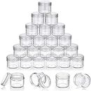 50 Pcs 20g Empty Clear Plastic Pot Jars with Lids Round Cosmetic Sample Containers Mini Travel Jars for Storage of Creams Lipsticks Ear Studs