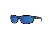 Costa Saltbreak Pillow Sunglasses for Men + FREE Complimentary Eyewear Kit, 11 Matte Black / Blue Mirror 580g Polarized, 65