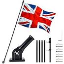 Foribyw Flag Pole Kit 6FT Wall Mounted Flagpole Kit with Mounting Bracket Stainless Steel Black Flag and Pole Set for House Garden Yard Outdoor Fence