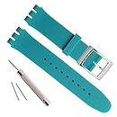 Green Olive Silver Plated Stainless Steel Buckle Waterproof Silicone Rubber Watch Strap Watch Band (17mm, Cyan)